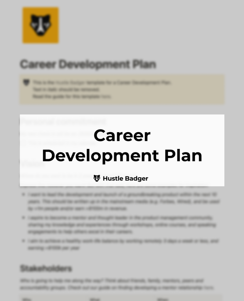 Hustle Badger Career development plan template