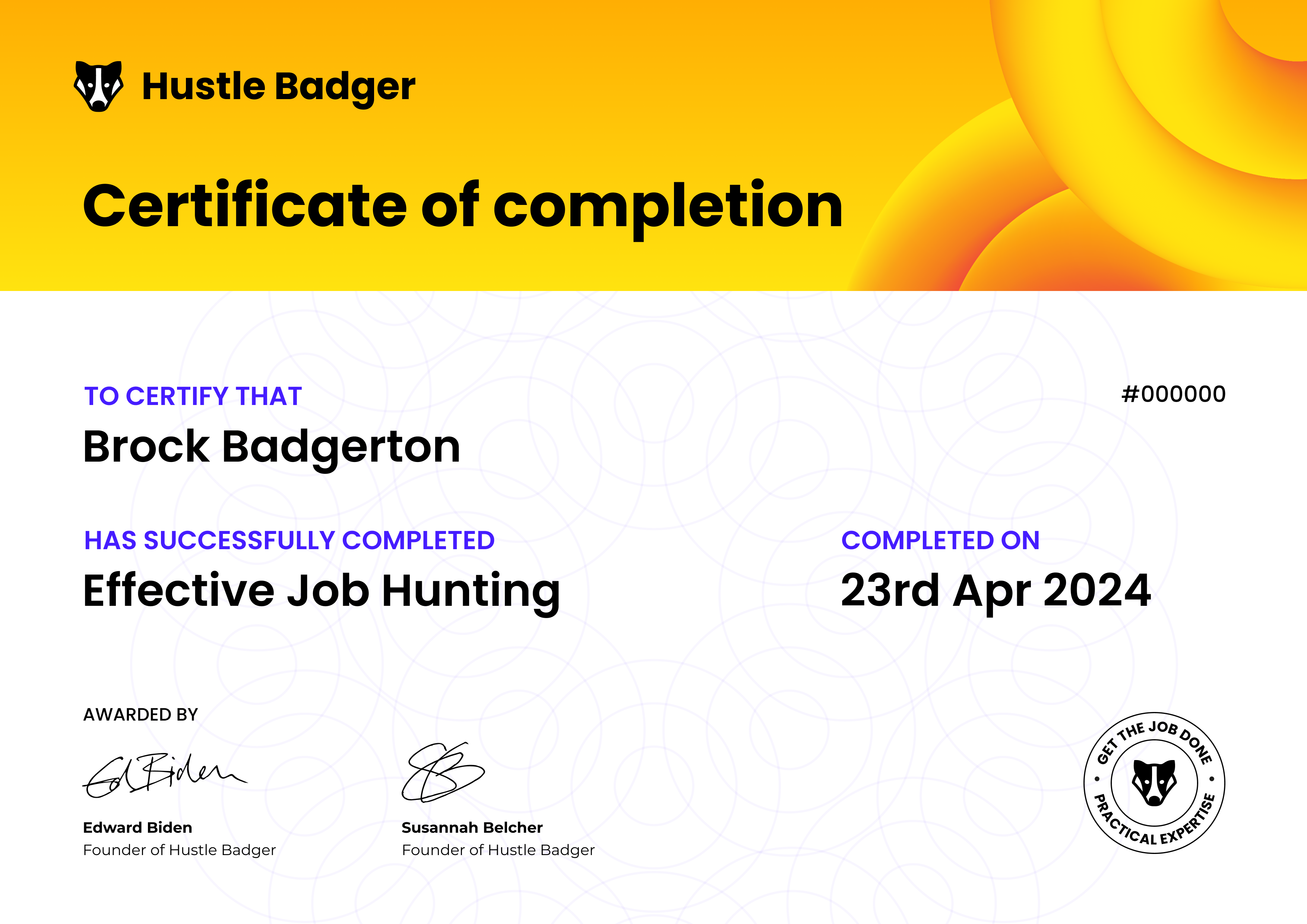 Certificate of completion