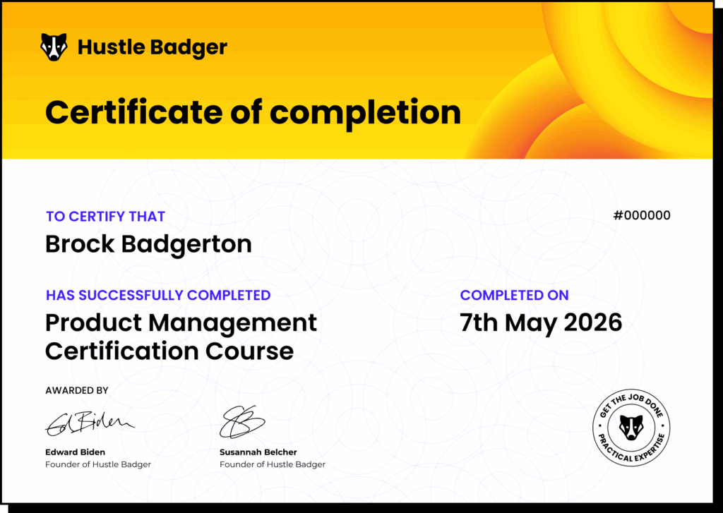 Product Management Certification Course Certificate