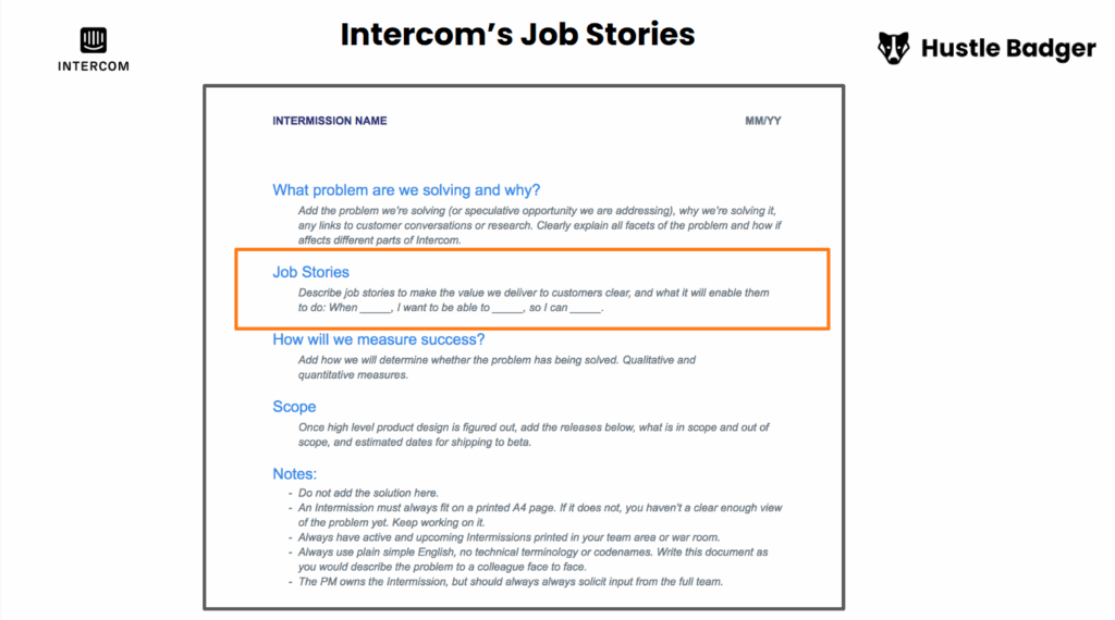 Jobs to be done examples: Intercom's job stories