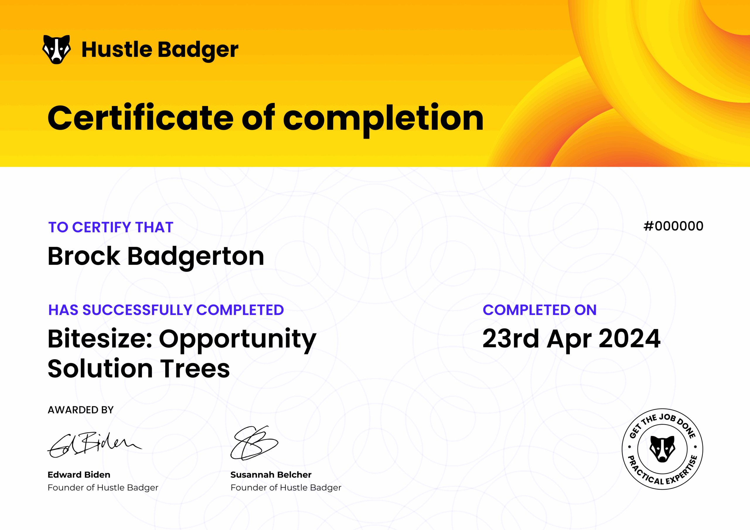 Certificate of completion