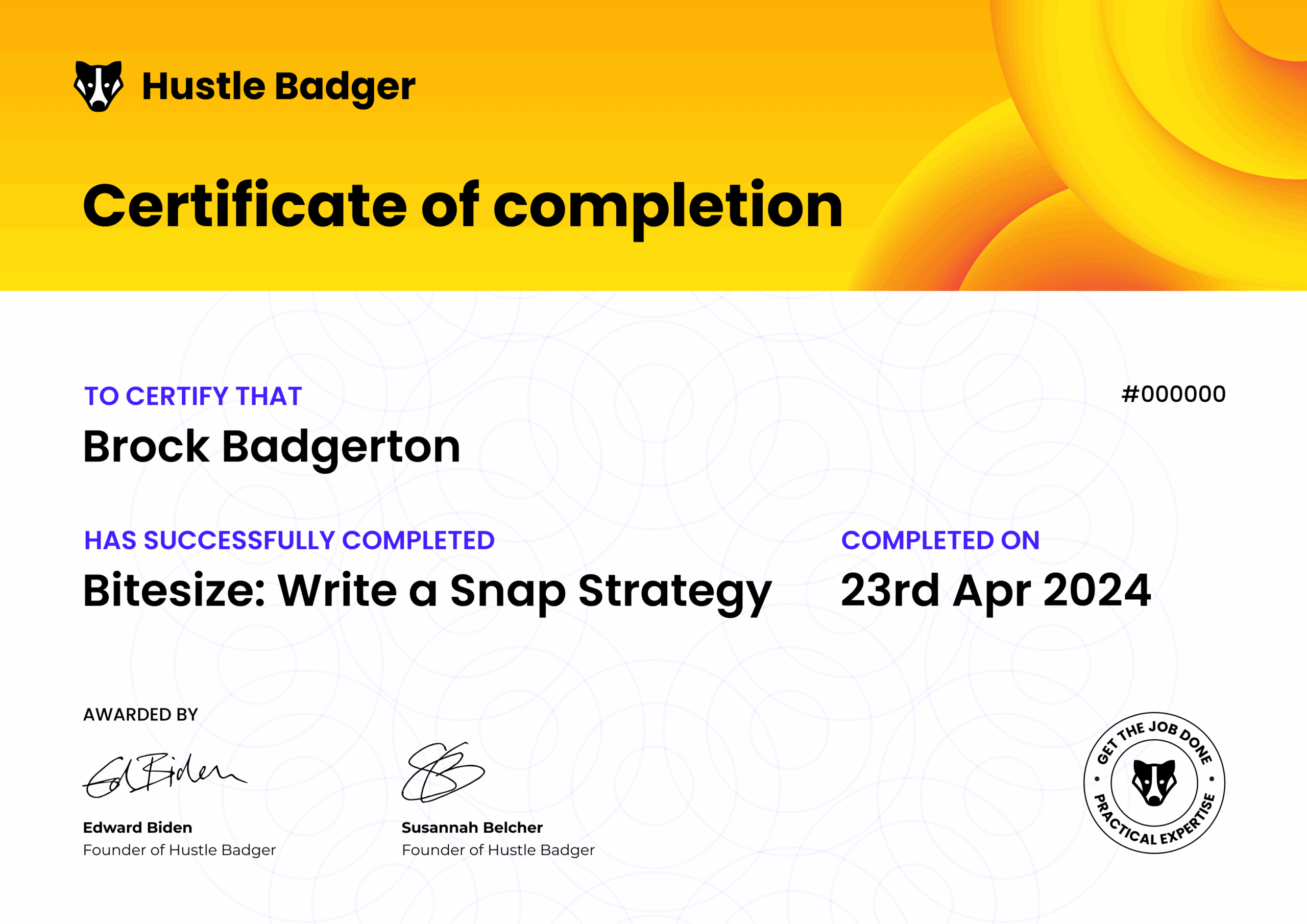 Certificate of completion