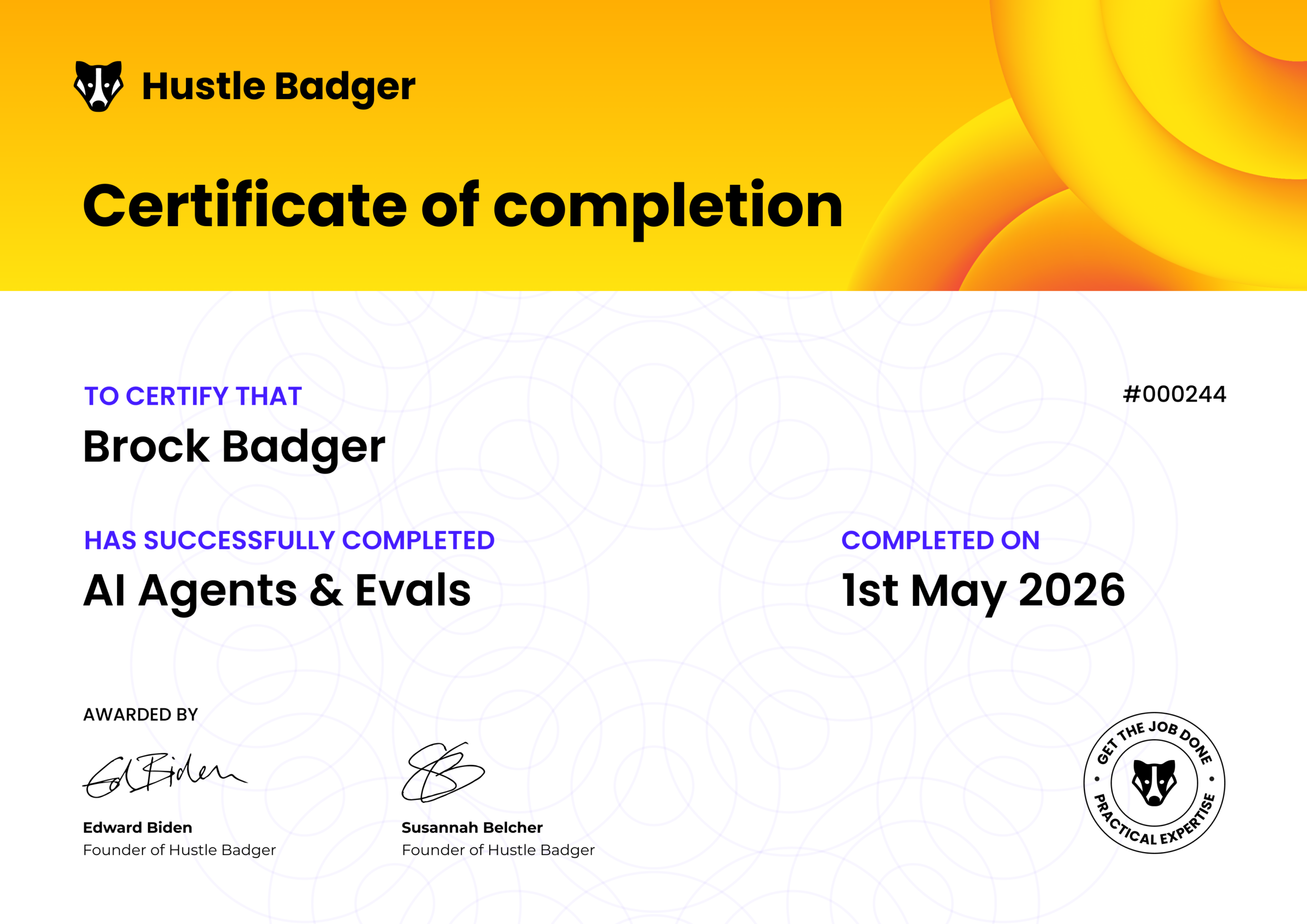 Certificate of completion
